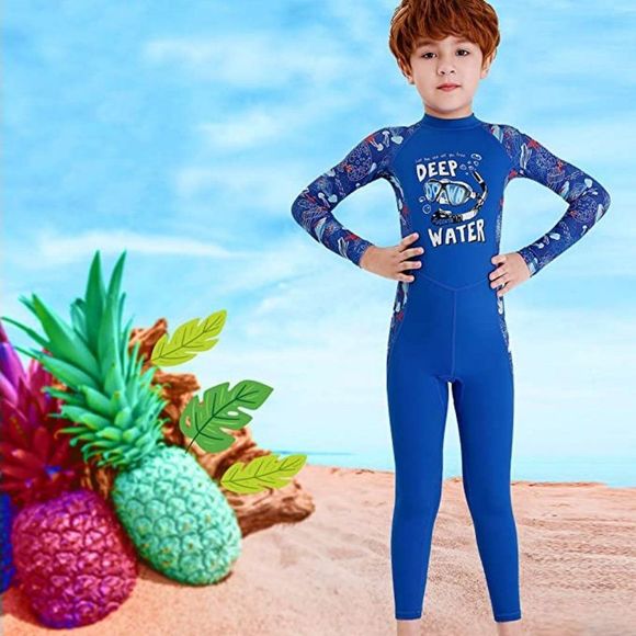 DIVE & SAIL Kids One Piece Long/Short Sleeve Swimsuit Sun Protection Sunsuit - Picture 7 of 9